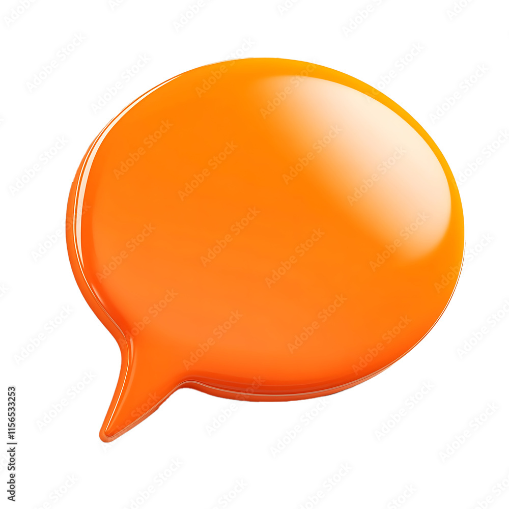 Glossy Orange Speech Bubble 3D Render Glossy Orange Speech Bubble 3D Render