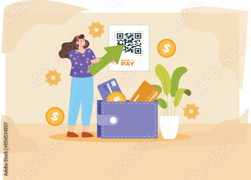 A modern depiction of QR code scanning for secure and convenient e-commerce payment solutions.