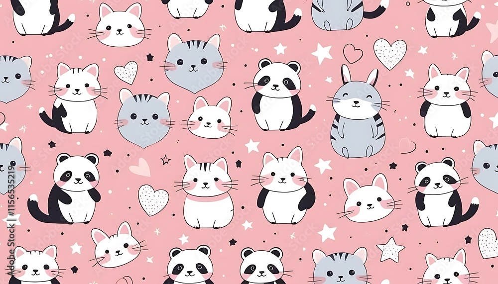 seamless pattern of adorable cartoon animals seamless pattern of adorable cartoon animals