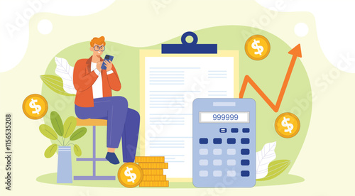 A creative design showing tools for efficient budgeting, payment tracking, and financial growth.