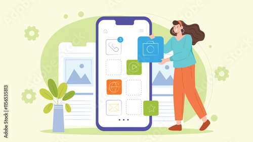 A creative design highlighting app prototyping, coding tools, and UI/UX workflows, perfect for showcasing modern development projects in mobile and web platforms.