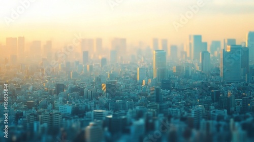 Wallpaper Mural Blurred Cityscape with Tilt Shift Effect at Sunrise or Sunset Torontodigital.ca