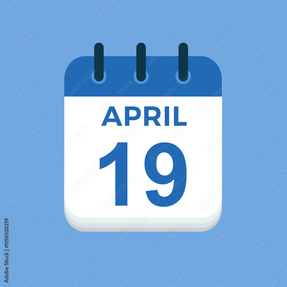 April 19 - calendar and Time planner. Daily Calendar Icon reminder. Vector Illustration. April 19 - calendar and Time planner. Daily Calendar Icon reminder. Vector Illustration.