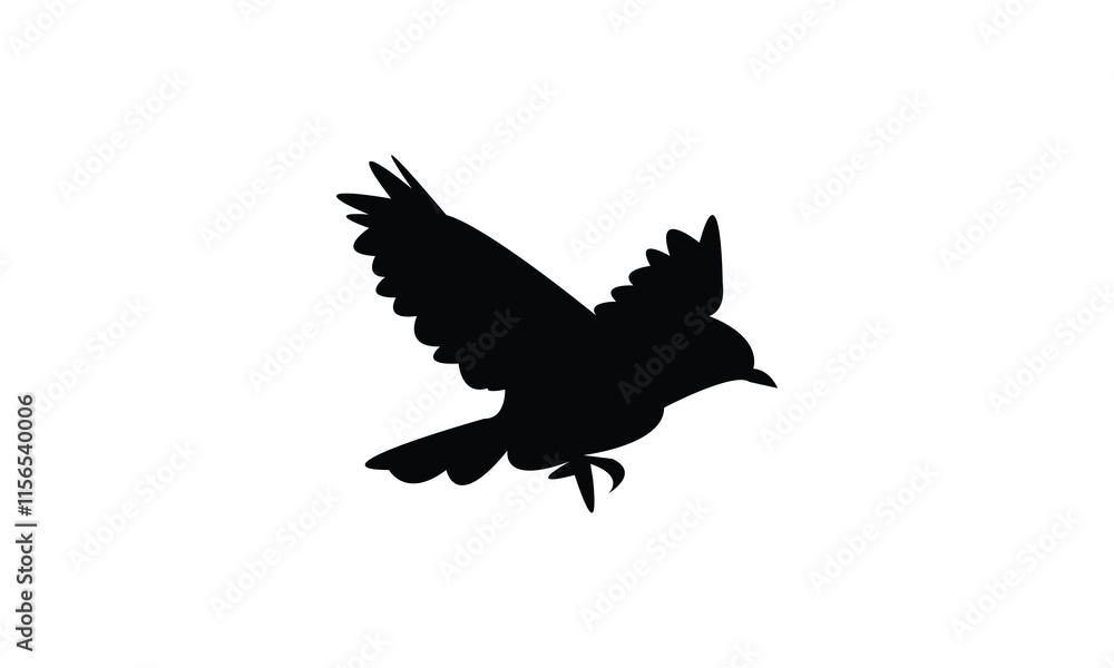 Flying Wheatear Bird Silhouette Design And Vector Illustration. Flying Wheatear Bird Silhouette Design And Vector Illustration.