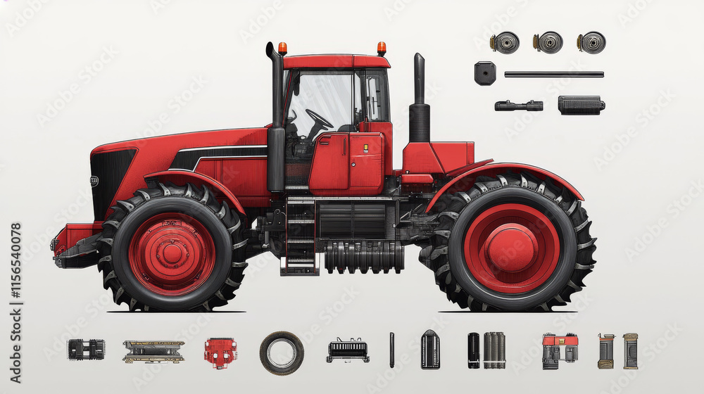 Agricultural tractor of the particles. EPS 10 Agricultural tractor of the particles. EPS 10