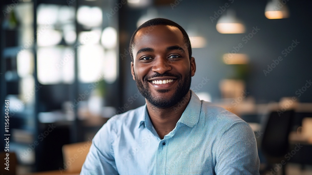 Fototapeta premium Smiling Professional Portrait of Businessman in Modern Office Setting
