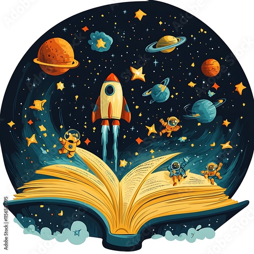 Space theme pop up book illustration
 photo