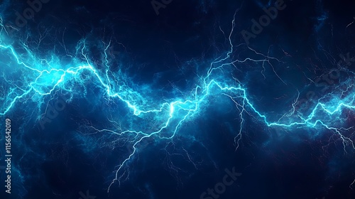 Blue thunder lightning on black background, thunderstorm illustration digital design wallpaper