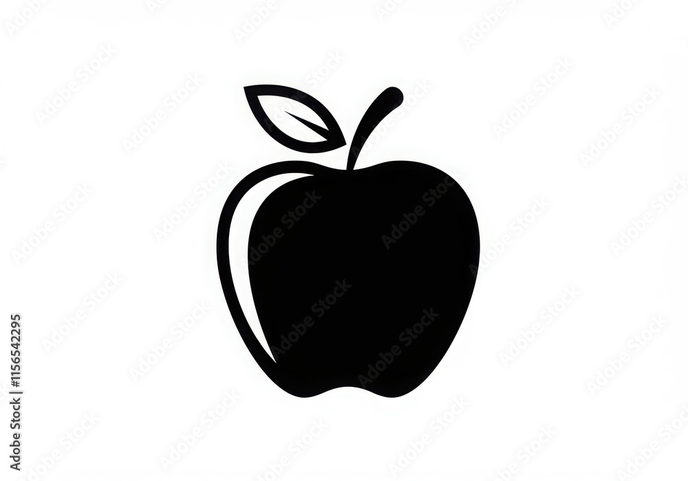 Apple silhouette, minimalist design, black and white, vector graphic, simple icon, clean lines Apple silhouette, minimalist design, black and white, vector graphic, simple icon, clean lines