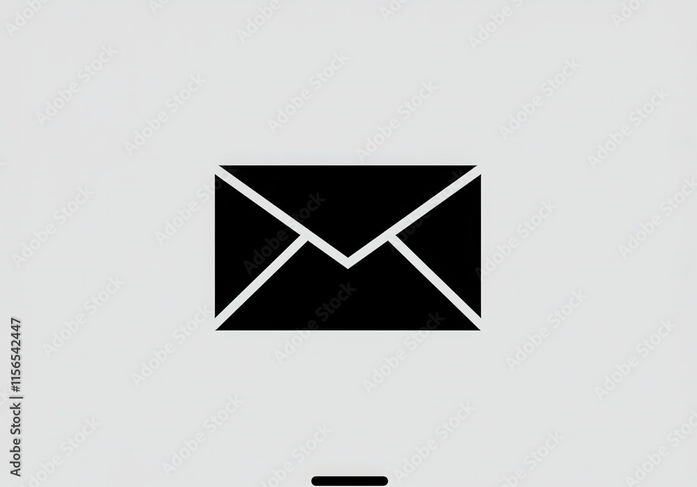 Simple envelope icon, minimalist design, black and white, graphic symbol, flat silhouette Simple envelope icon, minimalist design, black and white, graphic symbol, flat silhouette