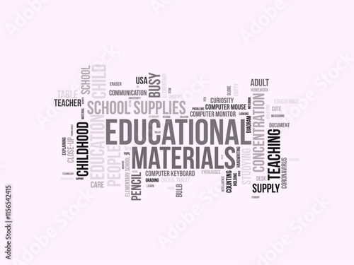 Educational Materials word cloud template. Educational Materials concept vector tagcloud background.