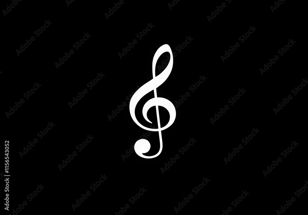 musical symbol, treble clef, black and white, minimalist design, musical notation, iconic musical symbol, treble clef, black and white, minimalist design, musical notation, iconic