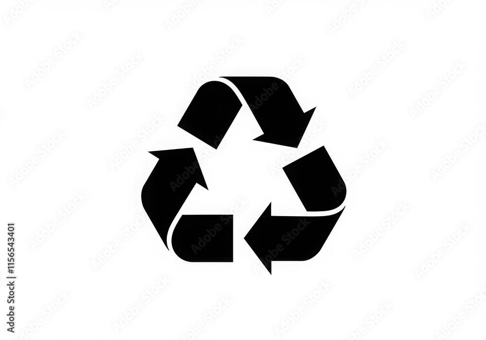 Recycling symbol, iconic design, black and white, minimalist, graphic illustration, environmental Recycling symbol, iconic design, black and white, minimalist, graphic illustration, environmental