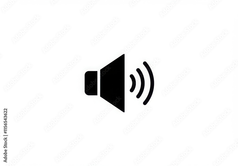 Simple black icon, speaker symbol, sound waves, minimalist design, high contrast, audio indicator Simple black icon, speaker symbol, sound waves, minimalist design, high contrast, audio indicator
