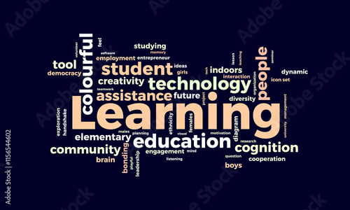 Learning word cloud template. Learning concept vector tagcloud background. vector illustration.