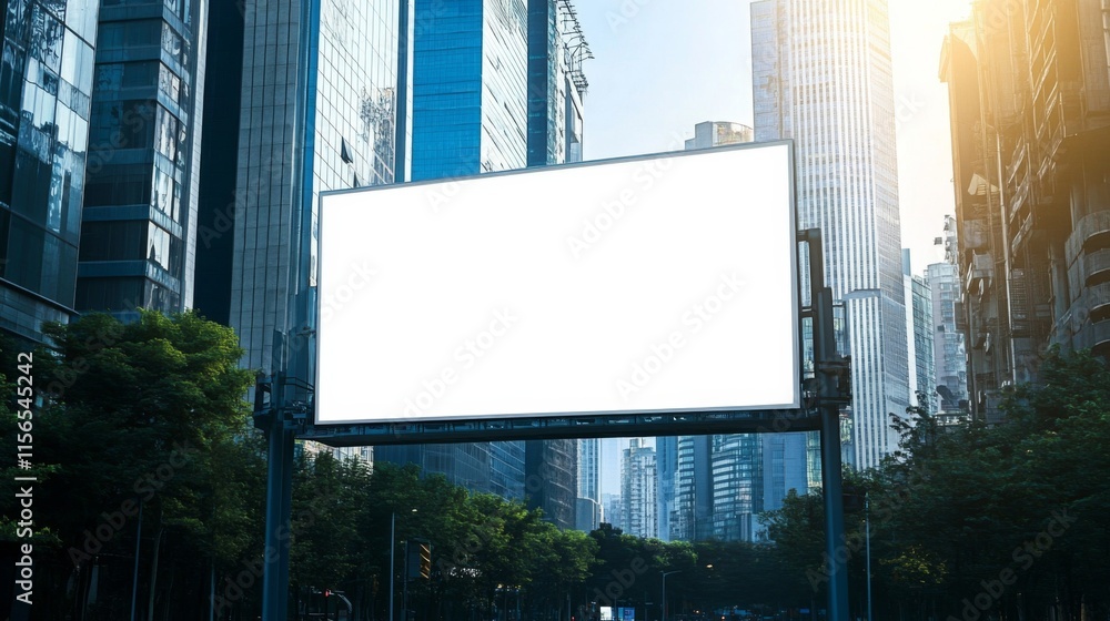 custom made wallpaper toronto digitalUrban Cityscape with Blank Billboard Surrounded by Modern Large horizontal advertising