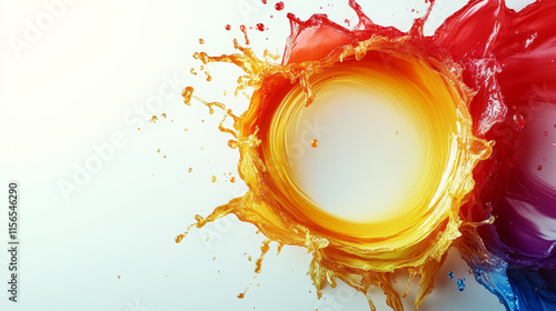 Liquid motion in vibrant colors creating circular splash