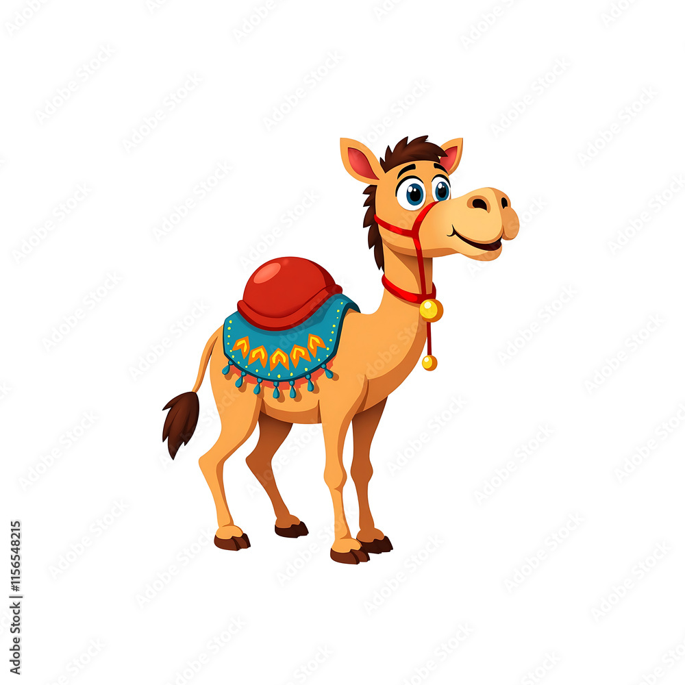 Cartoon Camel with Colorful Saddle on transparent background. Cartoon Camel with Colorful Saddle on transparent background.