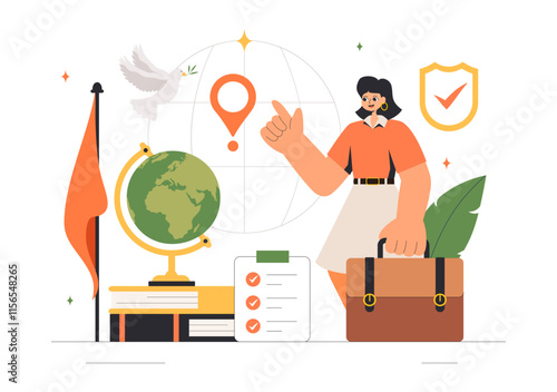 Diplomat Profession Vector Illustration Featuring International Negotiations and Agreement Signing for Worldwide Representation of Countries