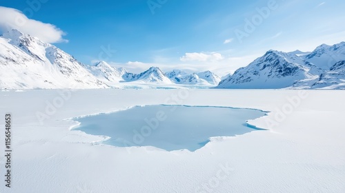 Wallpaper Mural Serene Frozen Landscape with Ice and Snowy Mountains Torontodigital.ca