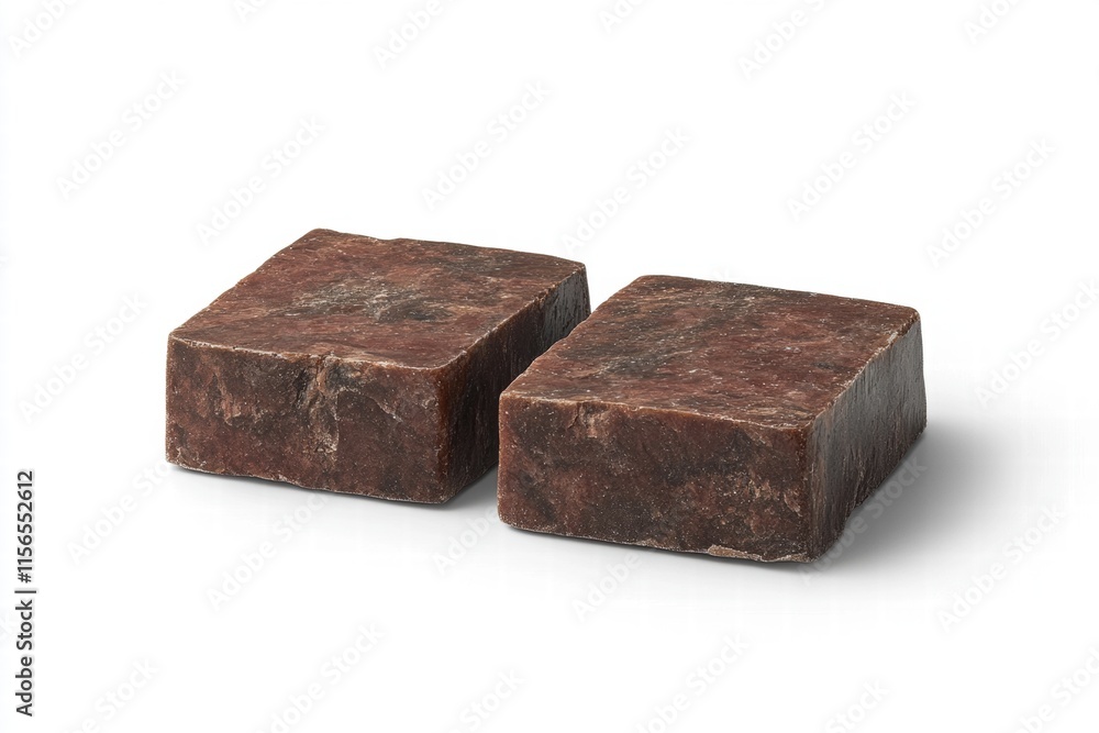 Two Dark Brown Square Blocks on White Background Two Dark Brown Square Blocks on White Background