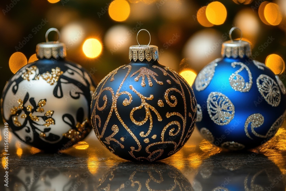 Elegant Christmas Ornaments with Golden Lights Elegant Christmas Ornaments with Golden Lights