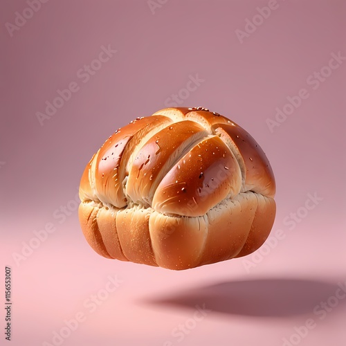 A loaf of bread on a pink background. photo