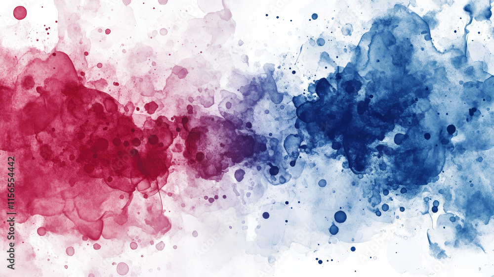Obraz premium Abstract watercolor splatter in red and blue tones