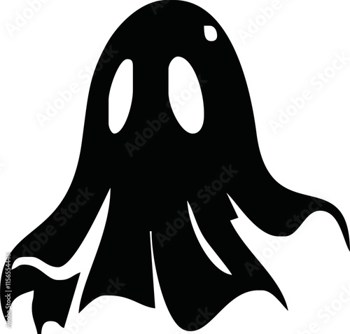 cute halloween ghosts illustration design. Black ghost icon. Flat halloween ghosts vector illustration on white background