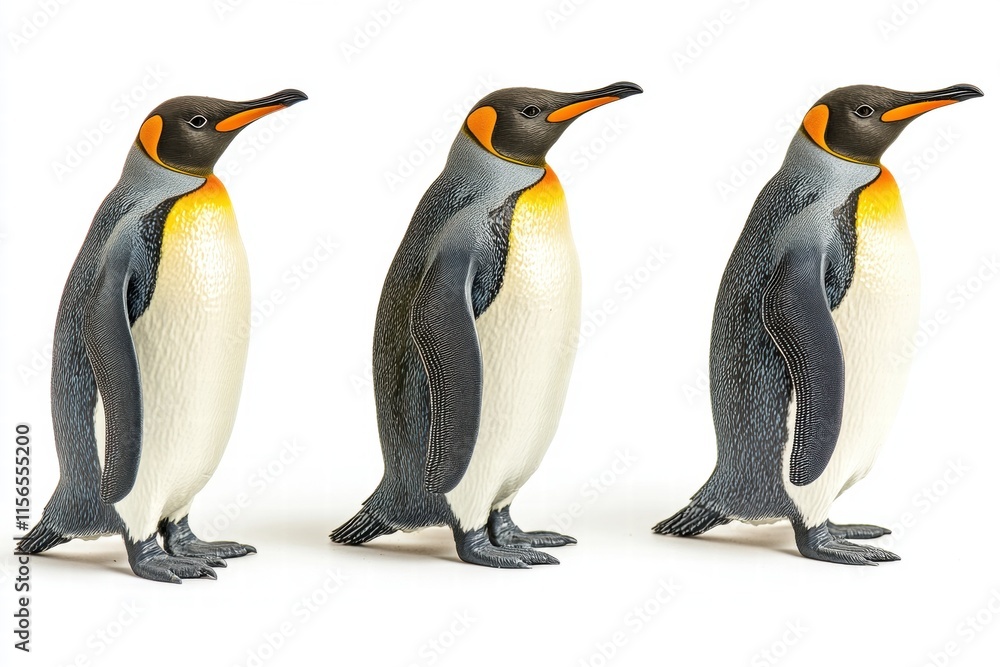 Fototapeta premium Three King Penguins in a Row