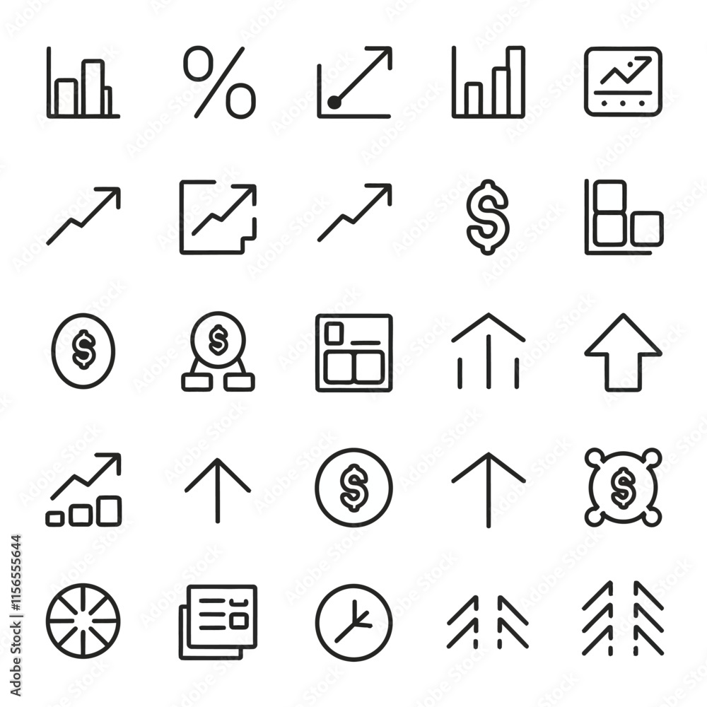 increase decrease line icon set vector increase decrease line icon set vector