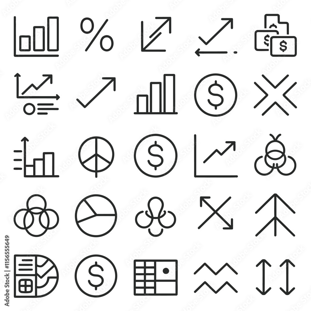increase decrease line icon set vector increase decrease line icon set vector