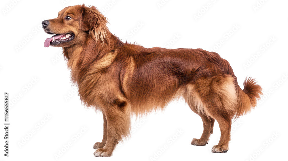 Golden retriever dog standing in profile view. transparent background Golden retriever dog standing in profile view. transparent background