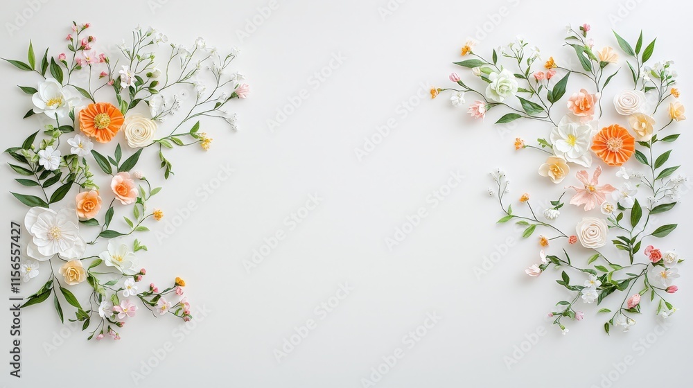 Elegant Floral Arrangement on White Background Elegant Floral Arrangement on White Background
