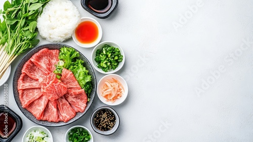 Wallpaper Mural Fresh Ingredients for Japanese-style Shabu-Shabu Hotpot Meal Preparation Torontodigital.ca