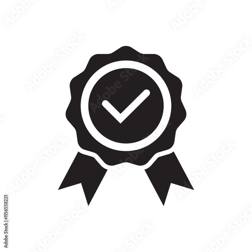 Simple Black and White Approved Badge Icon