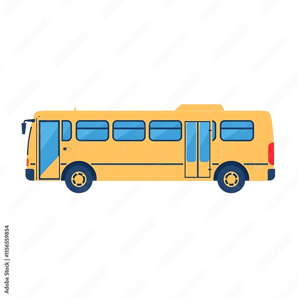 A bus icon with a long, rectangular design, minimal windows, and clean detailing, rendered on a plain white background A bus icon with a long, rectangular design, minimal windows, and clean detailing, rendered on a plain white background