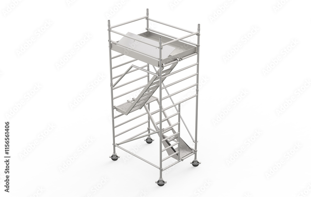 Steel Scaffolding Structure. Scaffolding tower isolated on white transparent background. Modern scaffolding tower or Mobile scaffolding. Steel Scaffolding Structure. Scaffolding tower isolated on white transparent background. Modern scaffolding tower or Mobile scaffolding.