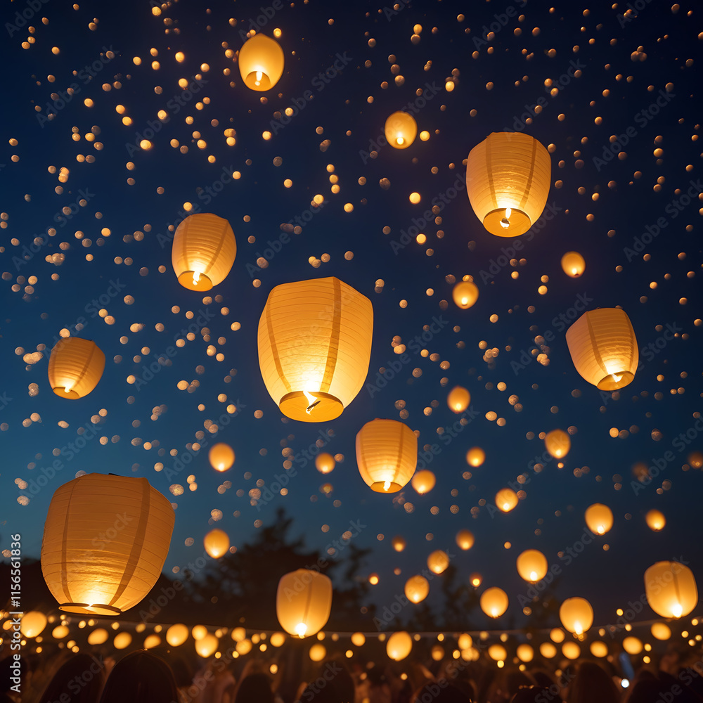 Naklejka premium lanterns in the night