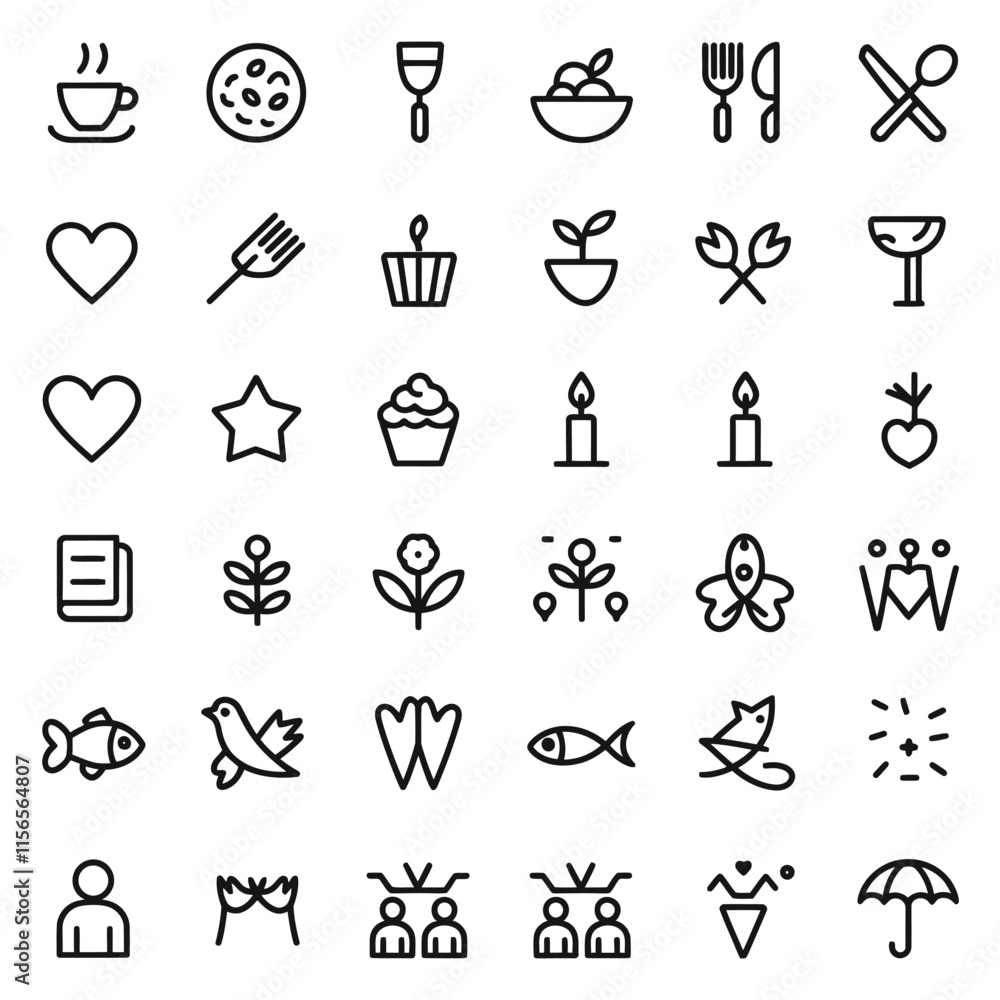 Fototapeta premium lifestyle line icon set