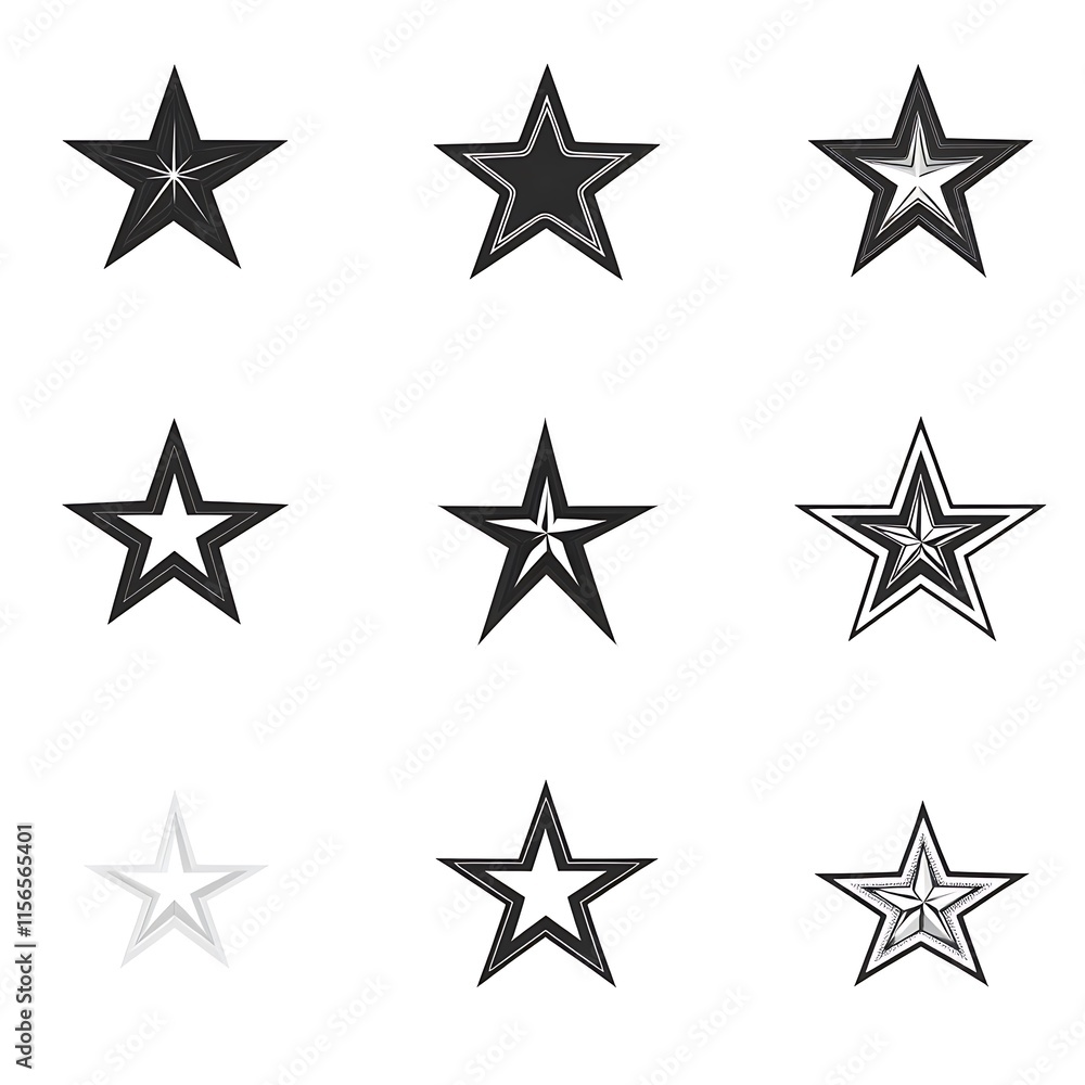 Obraz premium Hand drawn stars, doodle star collection. 