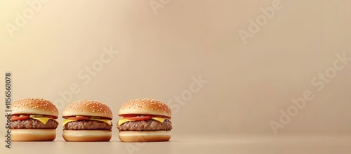 Cheeseburgers on Rustic Buns with Space for Branding or Marketing Text photo