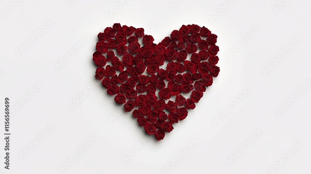 Red Rose Heart on White: Symbol of Love and Affection, Isolated for Your Romantic Designs Red Rose Heart on White: Symbol of Love and Affection, Isolated for Your Romantic Designs