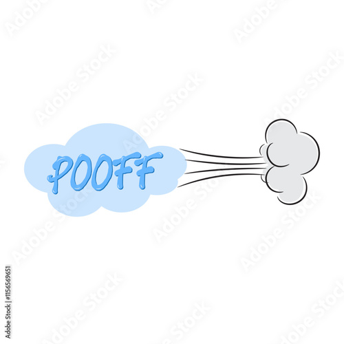 Vector illustration of a comic sound effect pooff, doodle cartoon