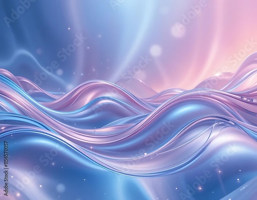 Abstract Wavy Pastel Blue and Pink Design