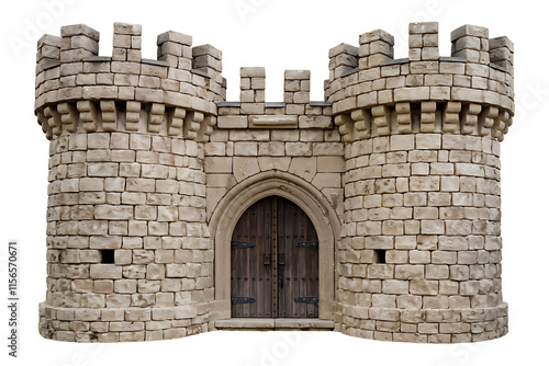 Majestic Medieval Castle Gatehouse Entrance isolated on transparent background