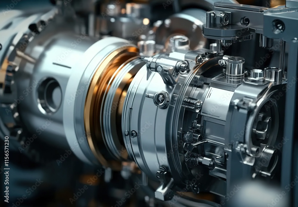 Close-up of an industrial engine's main lens, showcasing its complex mechanical components and intricate designs. Close-up of an industrial engine's main lens, showcasing its complex mechanical components and intricate designs.