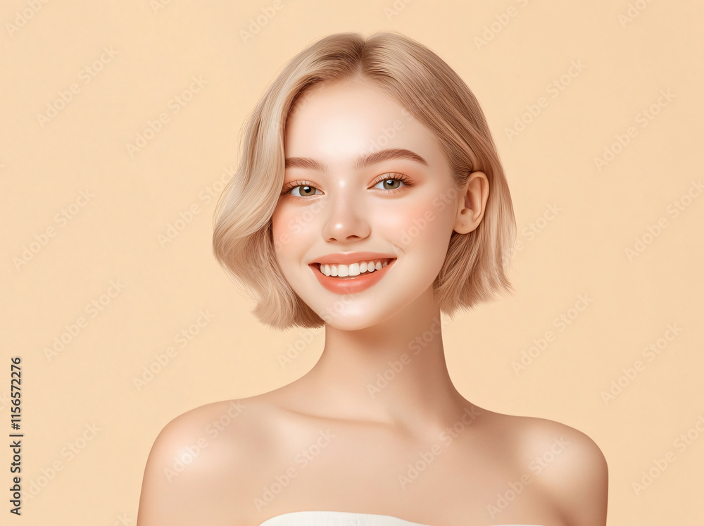 Portraits of beautiful European women with short hair Portraits of beautiful European women with short hair