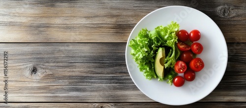 Wallpaper Mural Delicious fresh sandwich with tomatoes lettuce and avocado on a white plate on wooden table with plenty of empty space for text or design Torontodigital.ca