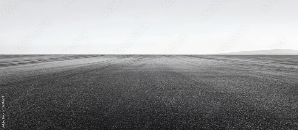 Endless asphalt road landscape with minimalistic design offering ample space for text and creative content placement